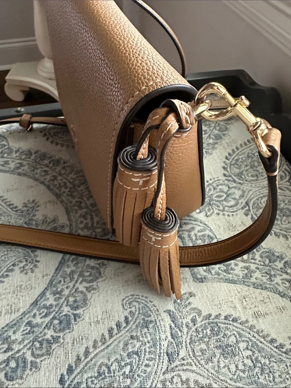 Tory Burch Pebbled Leather Crossbody in Taupe